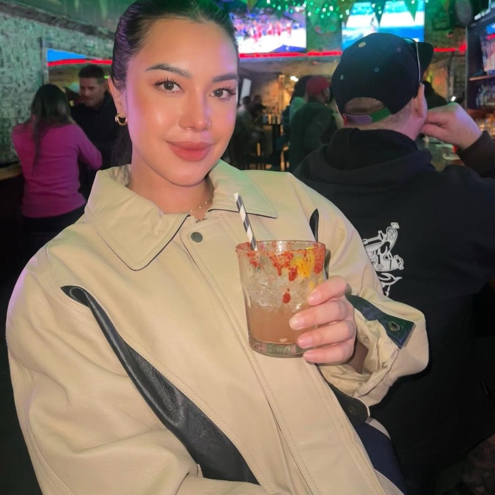 2-tone genuine leather jacket